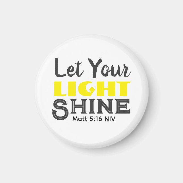 Imán Deja que tu luz brille Versículo Bíblico Amarillo  (Frente)