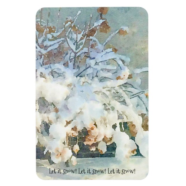 Imán Déjenla Nieve - Árbol de hidrangea cubierto de nie (Vertical)