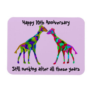 Imán del aniversario de Luv de la jirafa 10mo