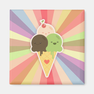Imán del arco iris del helado de Kawaii