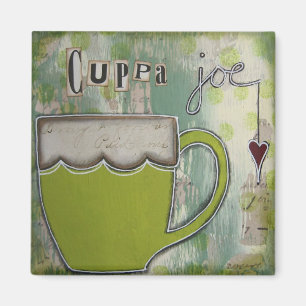 Imán del arte de "Cuppa Joe" por Nancy Lefko