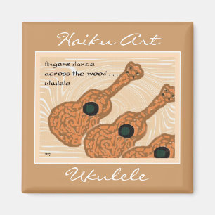 Imán del arte del Haiku del Ukulele