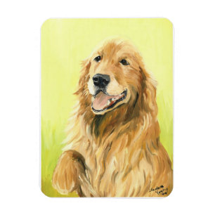 Imán del arte del perro del golden retriever