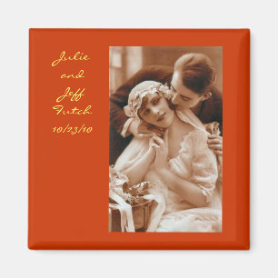 imán del boda de la foto del vintage