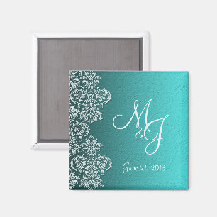 Imán del Boda turquesa de Damask