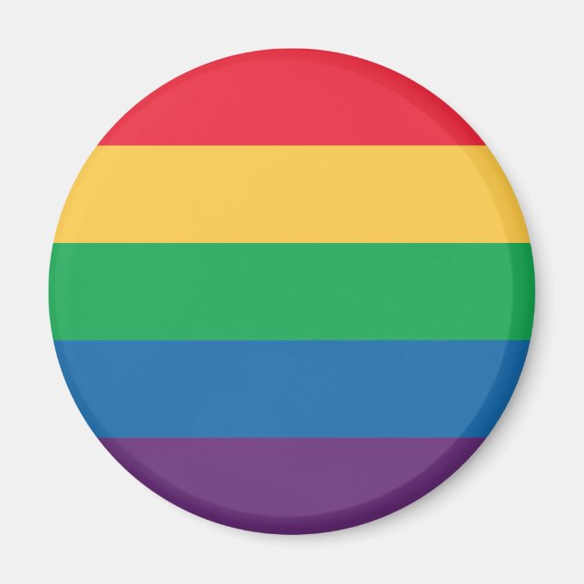 Imán del botón Orgullo de la bandera arcoiris (Frente)