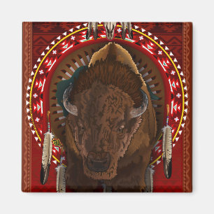 Imán del búfalo del nativo americano de Cratemad
