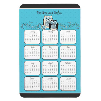 imán del calendario de búhos de invierno 2012