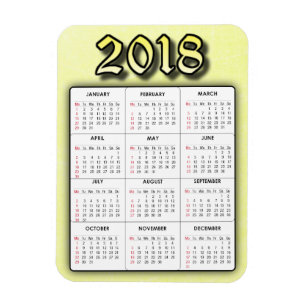 Imán del calendario del amarillo 2018