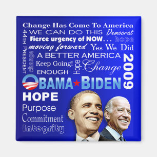 Imán del collage de Obama Biden (azul)