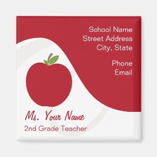 Imán del contacto del profesor - Apple rojo