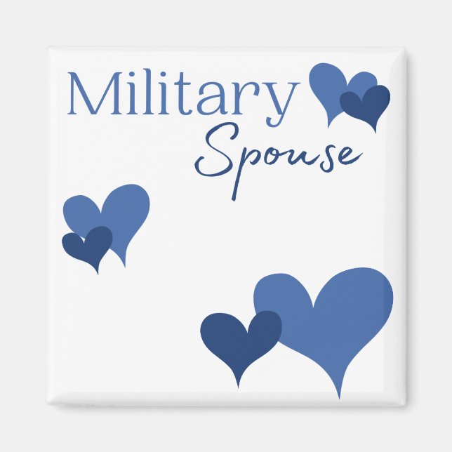 Imán del Corazón Azul de la Esposa Militar (Frente)