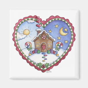 Imán del corazón de la casa del caramelo del pan