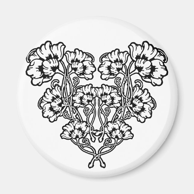 Imán del Corazón de las Flores de Art Nouveau góti (Frente)