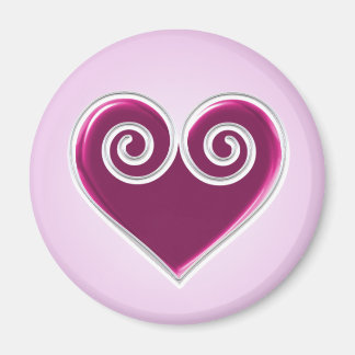 Imán del corazón del Relieve metalizado rosa