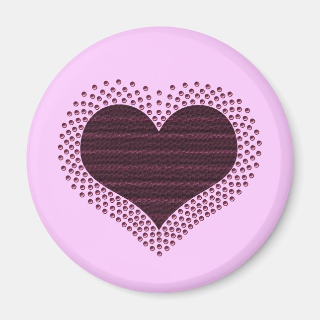Imán del corazón metálico, morado (Frente)