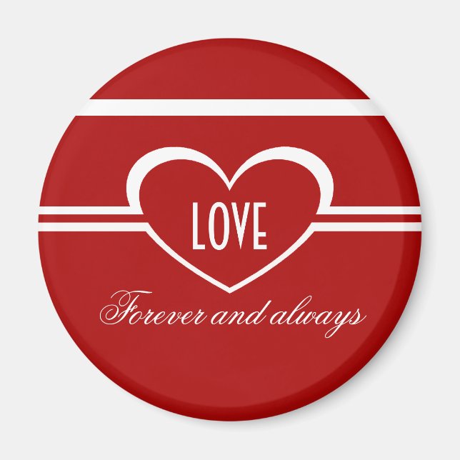 Imán del corazón simple, rojo profundo (Frente)