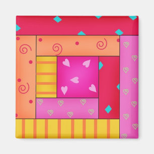 Imán del cuadrado del arte del bloque de Quilkt de