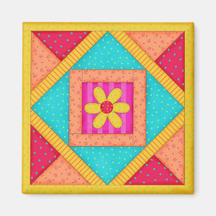 Imán del cuadrado del arte del bloque del edredón