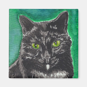 Imán del cuadrado del gato negro