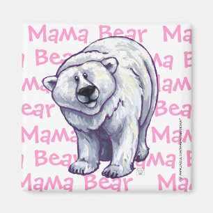 Imán del cuadrado del oso polar de mamá Bear
