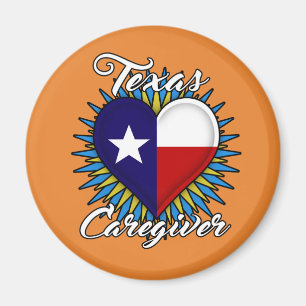 Imán del cuidador de Tejas (fondo anaranjado)