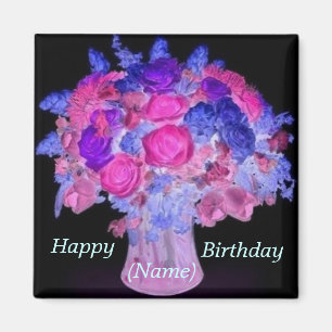 Imán del cumpleaños del ramo de los rosas