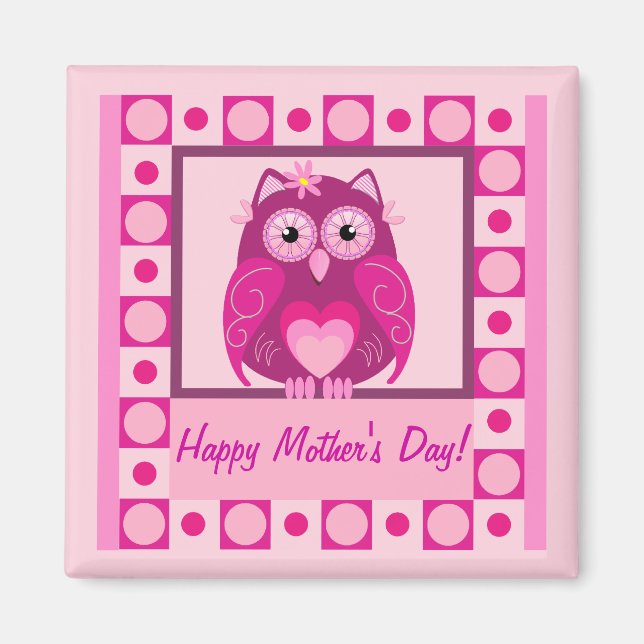 Imán del Día de la Madre con Lechuza personalizado (Frente)