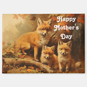 Imán del Día de la Madre de la familia de zorros v