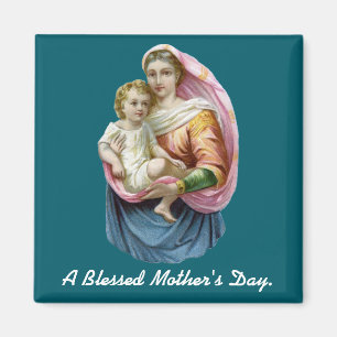 Imán del Día de la Madre de María sosteniendo a Je
