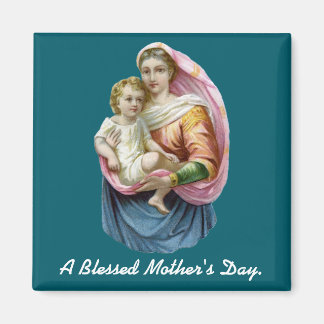 Imán del Día de la Madre de María sosteniendo a Je
