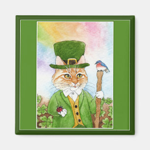 Imán del día del gato del Leprechaun del arroz