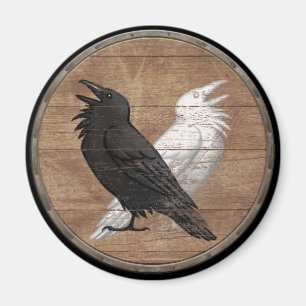 Imán del escudo de Viking - los cuervos de Odin