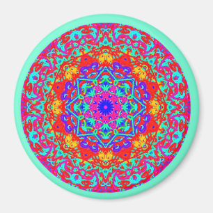 Imán del estilo de la mandala de Fuschia de la