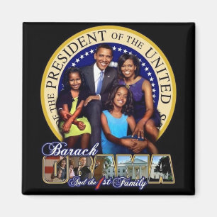Imán del Familia-Cuadrado de OBAMA-1ST