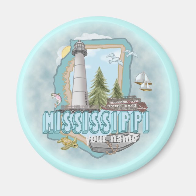 Imán del faro de Misisipi (Frente)