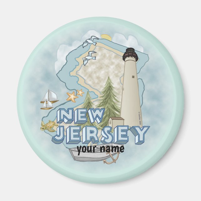 imán del faro de Nueva Jersey (Frente)