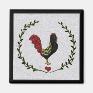Imán del gallo del arte popular y de la guirnalda