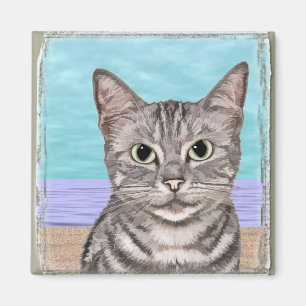 Imán del gatito de la playa