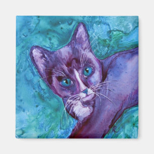 Imán del gatito - "smoking púrpura "
