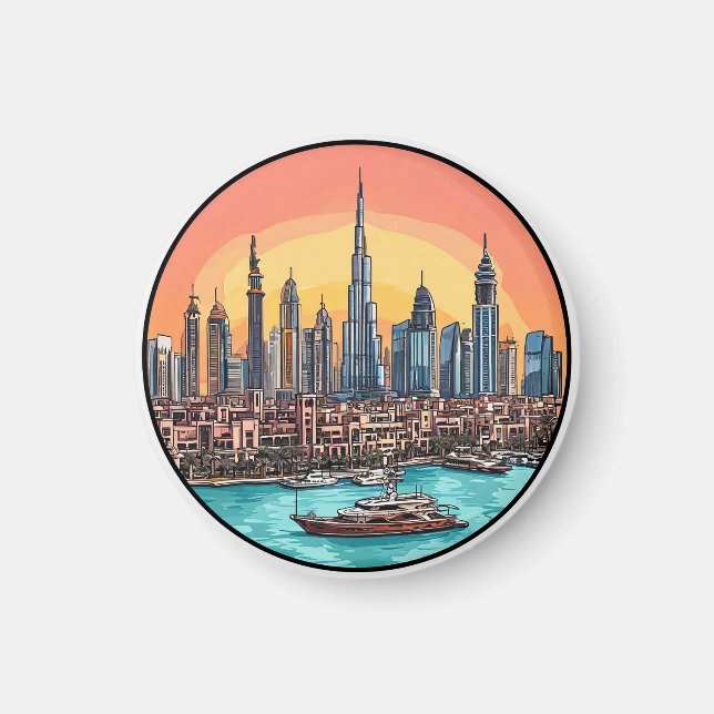 🌆 Imán del horizonte de Dubái Ciudad de viaje Reg (Frente)