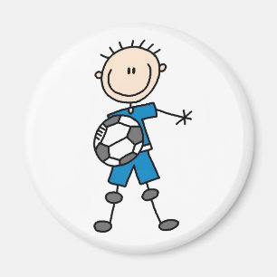 Imán del jugador de fútbol del muchacho azul