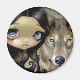 Imán "del lobo observado plata"