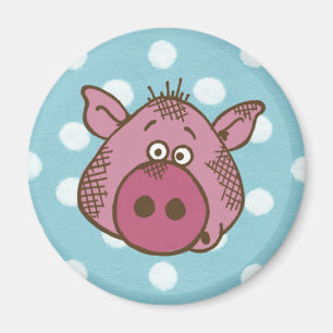 Imán del lunar del cerdo (en azul y rosa)