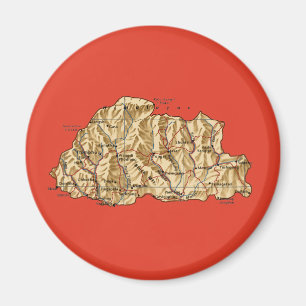Imán del mapa de Bhután