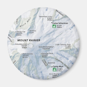 Imán del mapa del Monte Rainier