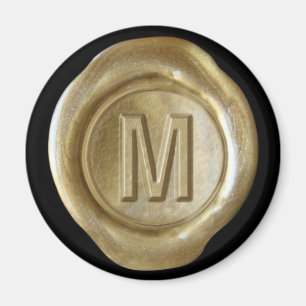 Imán del monograma del sello de la cera - oro -