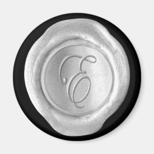 Imán del monograma del sello de la cera - plata -
