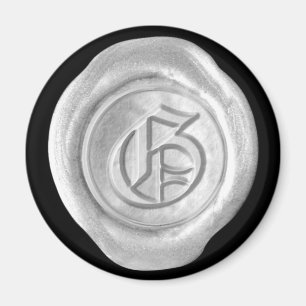 Imán del monograma del sello de la cera - plata -