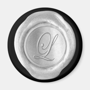 Imán del monograma del sello de la cera - plata -